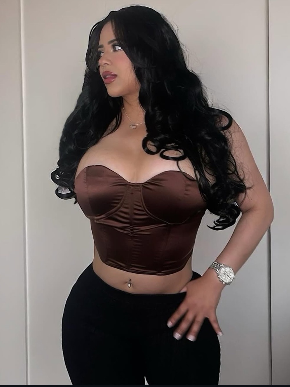fashion nova brown satin corset top